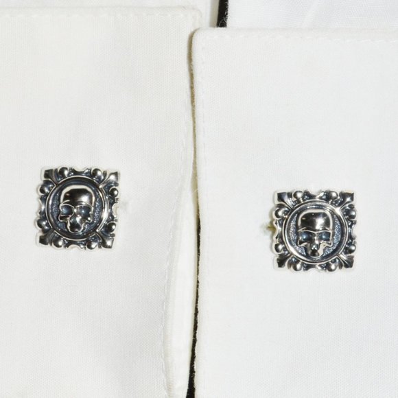 STERLING SILVER 925 DESIGNER CUFFLINKS SCULL DESIGN ONE SIZE NEWLY HANDMADE - Picture 5 of 15